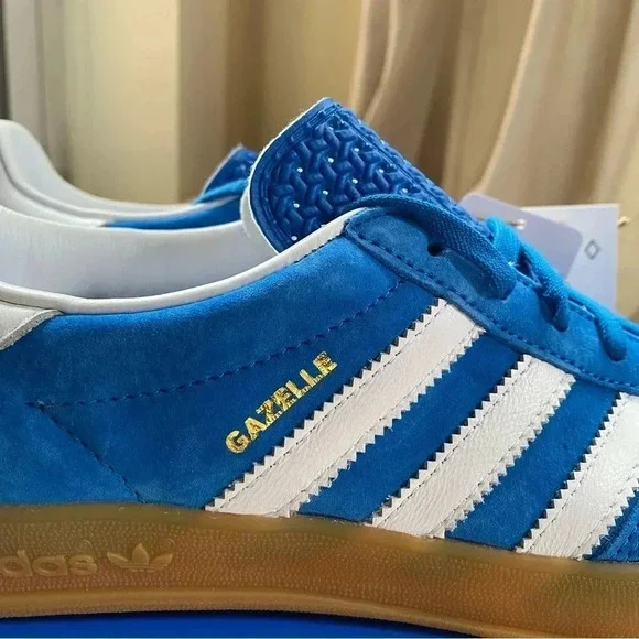 New Adidas Indoor Gazelle Sneakers Blue White Gum Womens 7 - Picture 10 of 13